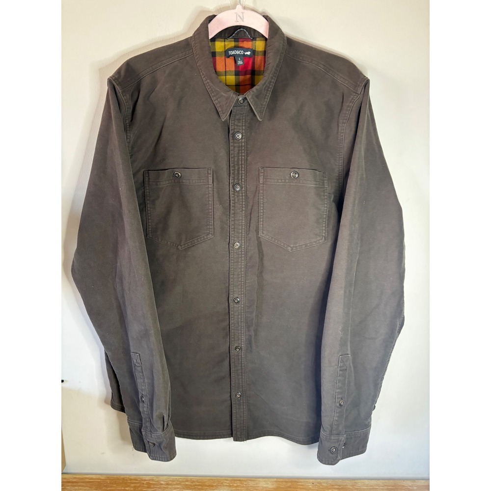 Toad&Co Mens Morrison LS Shirt‎ Brown Organic Cotton Flannel Lined T2241905 L